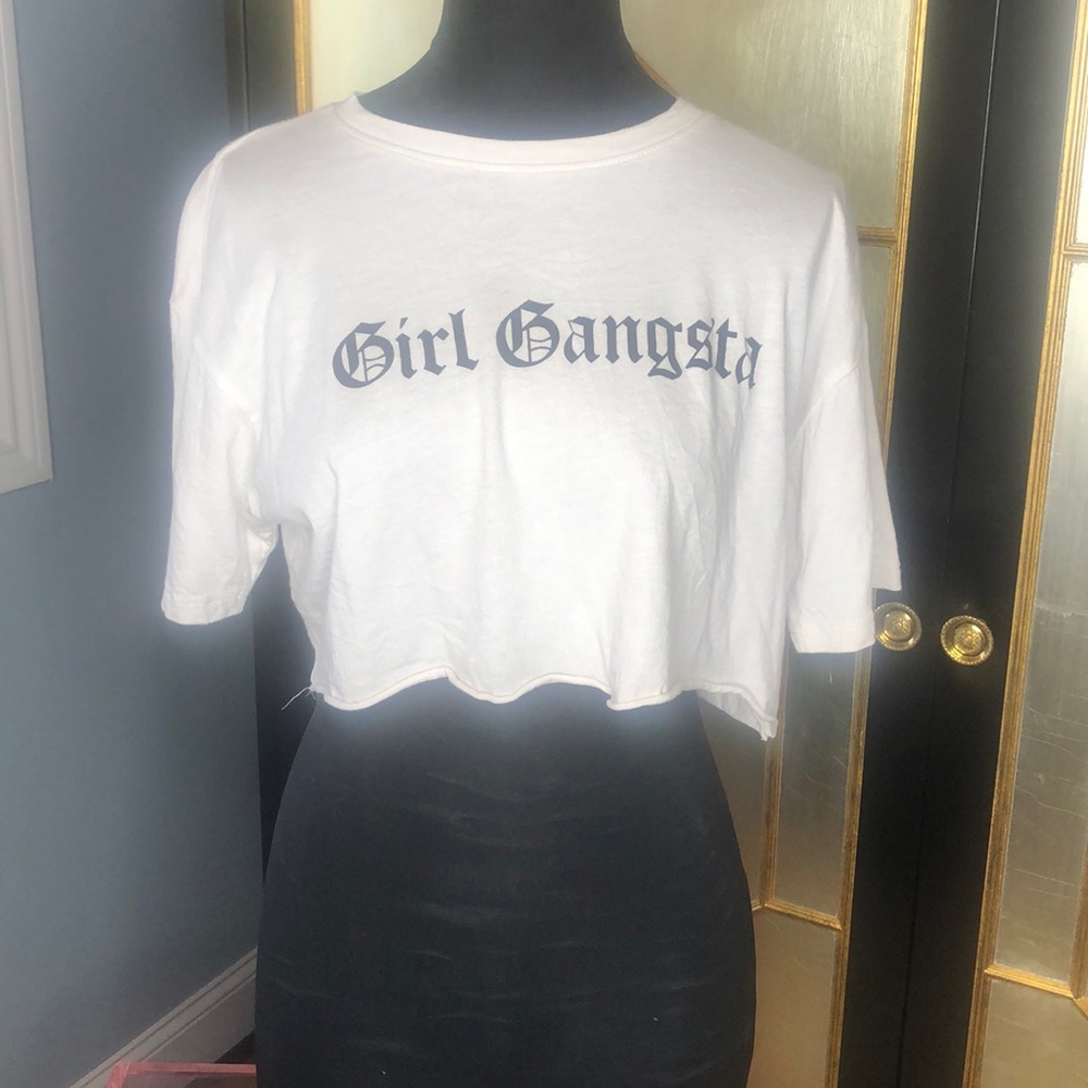 Rock Rose Couture White Graphic Cropped Tee